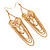 Long Chain 'Cameo' Heart Drop Earrings (Gold Plated Metal) - 13cm Length - view 2