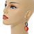 Round Double Shell Drop Earrings (Red/Dark Grey) - 7cm Length - view 2