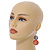 Round Double Shell Drop Earrings (Red/Dark Grey) - 7cm Length - view 3