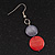 Round Double Shell Drop Earrings (Red/Dark Grey) - 7cm Length - view 6