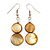 Round Double Shell Drop Earrings (Copper Coloured) - 5cm Length - view 2