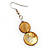 Round Double Shell Drop Earrings (Copper Coloured) - 5cm Length - view 4