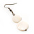 Round Double Shell Drop Earrings (White) - 5cm Length - view 4