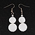 Round Double Shell Drop Earrings (White) - 5cm Length