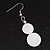 Round Double Shell Drop Earrings (White) - 5cm Length - view 3