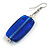 Navy Blue Square Glass Drop Earrings - 6cm Long - view 4