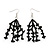 Black Glass Bead And Semiprecious Nugget Drop Earrings (Silver Tone Metal) - 7cm Length - view 4