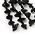 Black Glass Bead And Semiprecious Nugget Drop Earrings (Silver Tone Metal) - 7cm Length - view 2