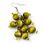 Wood Olive Cluster Drop Earrings (Silver Tone Metal) - 6.5cm Length - view 2