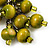 Wood Olive Cluster Drop Earrings (Silver Tone Metal) - 6.5cm Length - view 3
