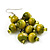 Wood Olive Cluster Drop Earrings (Silver Tone Metal) - 6.5cm Length - view 4