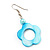 Light Blue Open Flower Shell Drop Earrings (Silver Metal Finish) - 5.5cm Drop - view 3