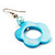 Light Blue Open Flower Shell Drop Earrings (Silver Metal Finish) - 5.5cm Drop - view 4