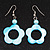 Light Blue Open Flower Shell Drop Earrings (Silver Metal Finish) - 5.5cm Drop - view 2