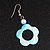 Light Blue Open Flower Shell Drop Earrings (Silver Metal Finish) - 5.5cm Drop - view 5