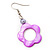 Purple Open Flower Shell Drop Earrings (Silver Metal Finish) - 5.5cm Drop - view 5
