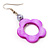 Purple Open Flower Shell Drop Earrings (Silver Metal Finish) - 5.5cm Drop - view 2