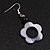 Dark Grey Open Flower Shell Drop Earrings (Silver Metal Finish) - 5.5cm Drop - view 5