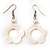 White Open Flower Shell Drop Earrings (Silver Metal Finish) - 5.5cm Drop - view 3