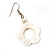 White Open Flower Shell Drop Earrings (Silver Metal Finish) - 5.5cm Drop - view 5