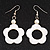 White Open Flower Shell Drop Earrings (Silver Metal Finish) - 5.5cm Drop - view 2