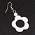 White Open Flower Shell Drop Earrings (Silver Metal Finish) - 5.5cm Drop - view 4