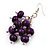 Wood Purple Cluster Drop Earrings (Silver Tone Metal) - 6.5cm Length - view 4