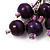 Wood Purple Cluster Drop Earrings (Silver Tone Metal) - 6.5cm Length - view 5