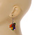 Wood Multicoloured Cluster Drop Earrings (Silver Tone Metal) - 50mm Length - view 3