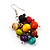Wood Multicoloured Cluster Drop Earrings (Silver Tone Metal) - 50mm Length - view 7