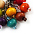 Wood Multicoloured Cluster Drop Earrings (Silver Tone Metal) - 50mm Length - view 5