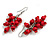 Wood Red Cluster Drop Earrings (Silver Tone Metal) - 60mm Long - view 5