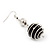 Silver Tone Black Faux Pearl Drop Earrings - 5.5cm Drop - view 4