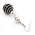 Silver Tone Black Faux Pearl Drop Earrings - 5.5cm Drop - view 5