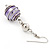 Silver Tone Purple Faux Pearl Drop Earrings - 5.5cm Drop - view 5