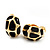 Small C-Shape Black Enamel Clip On Earrings In Gold Plated Metal - 18mm Length - view 4
