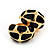 Small C-Shape Black Enamel Clip On Earrings In Gold Plated Metal - 18mm Length - view 2