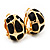 Small C-Shape Black Enamel Clip On Earrings In Gold Plated Metal - 18mm Length - view 6