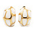 Small C-Shape White Enamel Clip On Earrings In Gold Plated Metal - 18mm Length - view 3