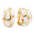 Small C-Shape White Enamel Clip On Earrings In Gold Plated Metal - 18mm Length - view 7