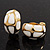 Small C-Shape White Enamel Clip On Earrings In Gold Plated Metal - 18mm Length - view 6