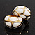Small C-Shape White Enamel Clip On Earrings In Gold Plated Metal - 18mm Length - view 2