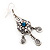 Vintage Hammered Blue Crystal Drop Earrings (Burn Silver Finish) - 6cm Length - view 5