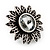 Burn Silver 'Sunflower' Diamante Stud Earrings - 3cm Diameter - view 5