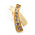 Gold Plated Crystal 'Cross' Metal Stud Earrings - 2cm Length - view 6