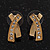 Gold Plated Crystal 'Cross' Metal Stud Earrings - 2cm Length - view 4
