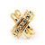 Gold Tone Clear Crystal 'Cross' Metal Stud Earrings - 15mm Diameter - view 5