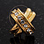 Gold Tone Clear Crystal 'Cross' Metal Stud Earrings - 15mm Diameter - view 4