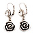 Burn Silver Rose Drop Earrings - 4.5cm Length - view 5