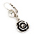 Burn Silver Rose Drop Earrings - 4.5cm Length - view 2